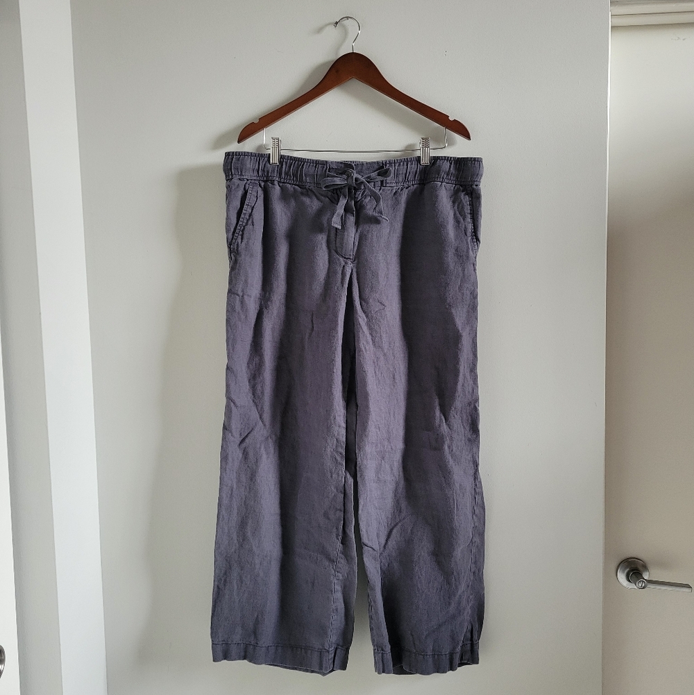Ann Taylor LOFT Marisa Straight Leg Pant 100% Linen Womens L/XL